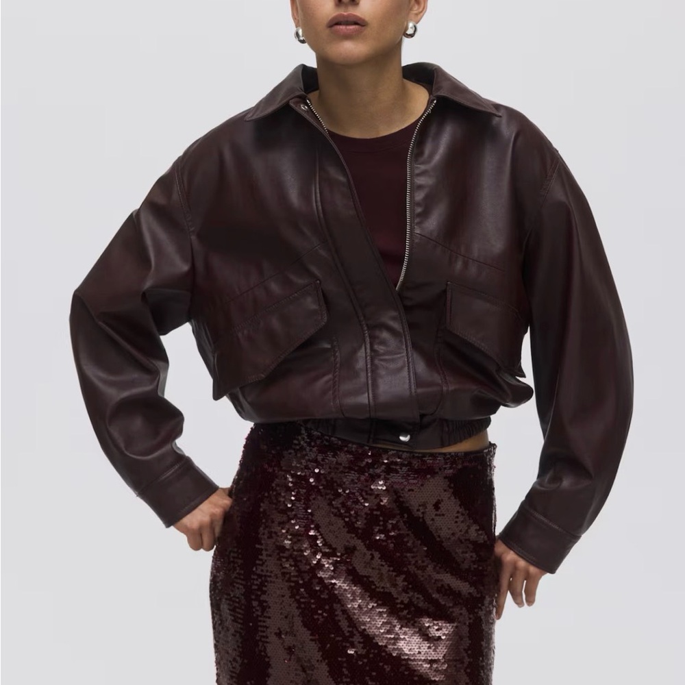 H&M Burgundy Sequin Mini Skirt